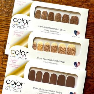 ColorStreet Nail Strips 3-pack Champagne/Glitter/Taupe